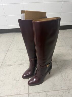 NIB Vince Camuto Skylie 2 Knee-High Wide Calf Rich Mahogany Leather Boots Size 7